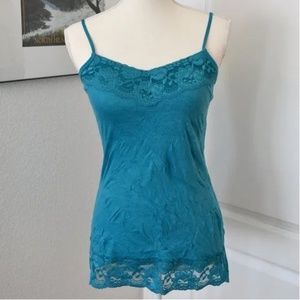 Maurices Blue Turquoise Lace Camisole with Adjustable Straps Size S
